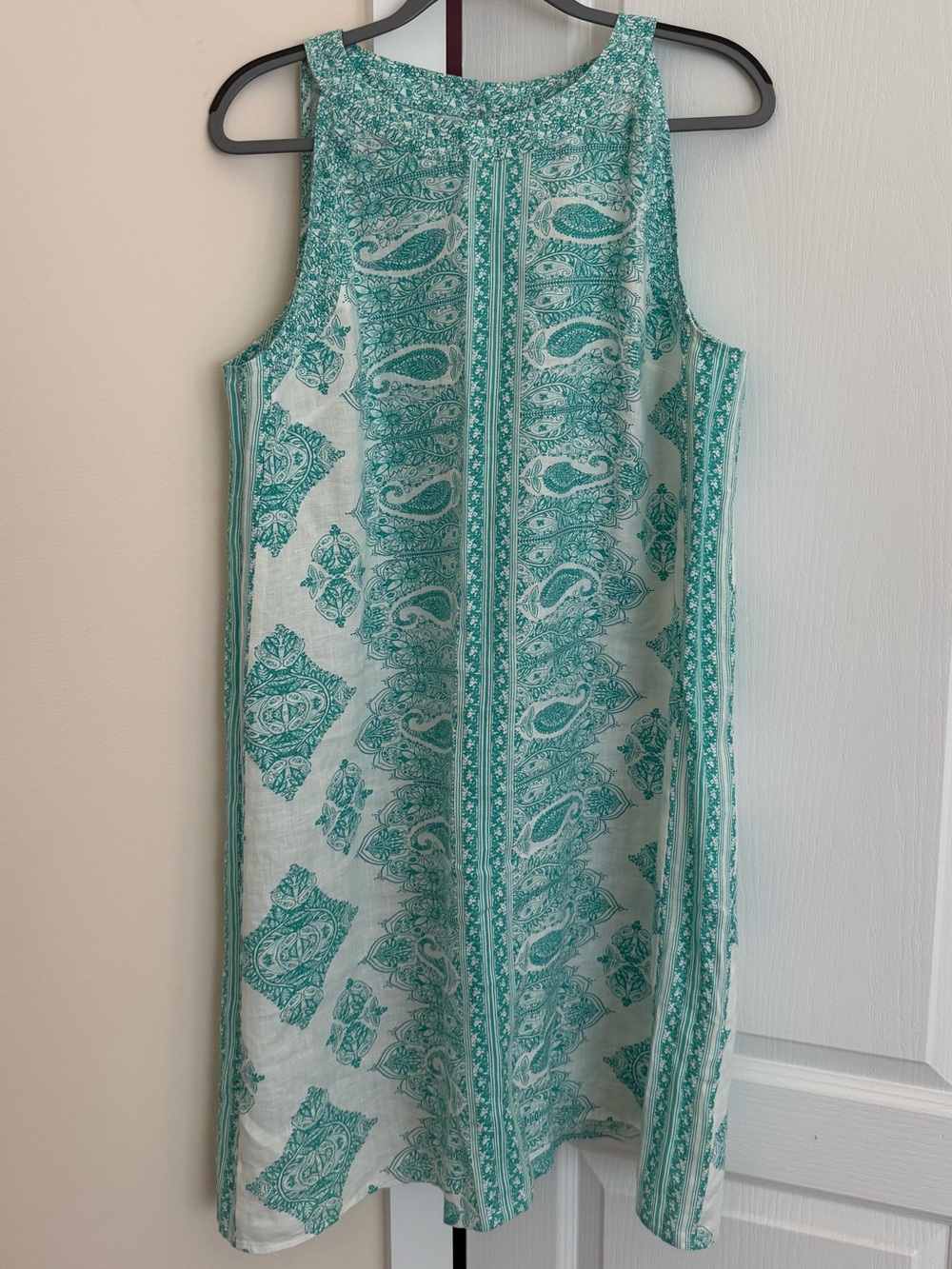 Sleeveless Teal Paisley Shift Dress